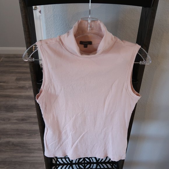 🔥Turtleneck Tight Fitted/Stretchy Sleeveless Shirt-L Pink Montego Tank Top - Picture 4 of 11